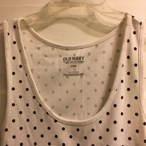 Black and white polka dot ruched maternity tank